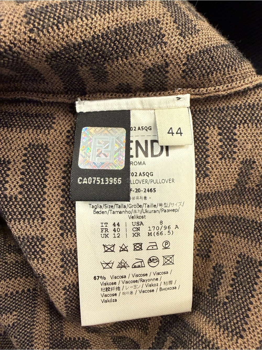 Fendi Brown and Black FF Logo Crewneck Sweater - Picture 3 of 3